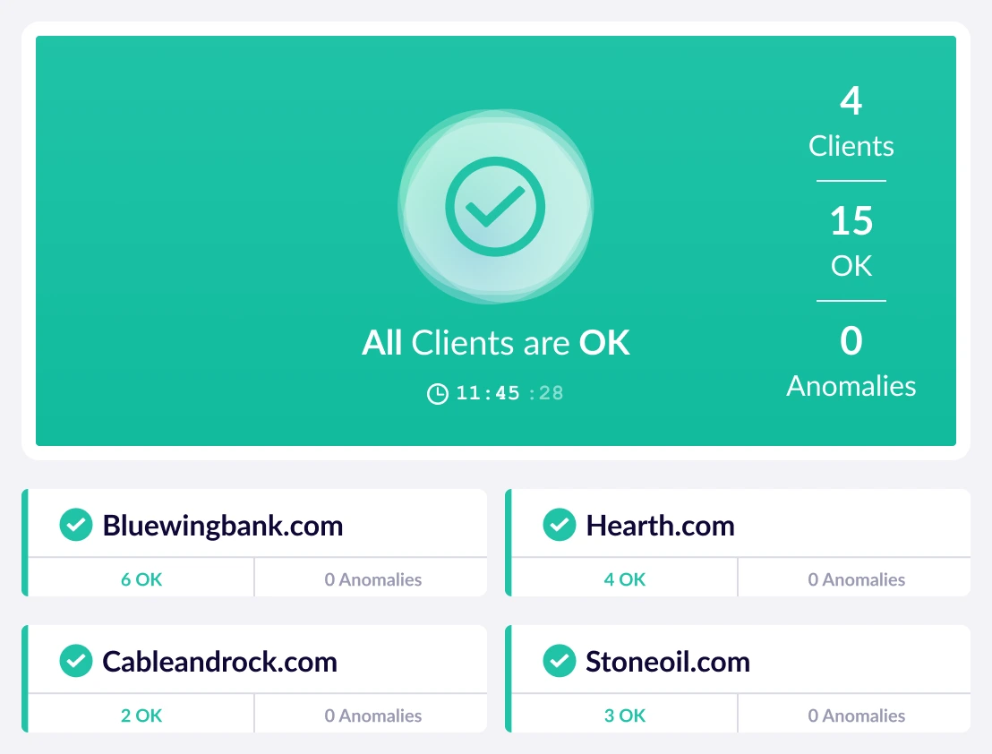 Client website health dashboard for agencies.