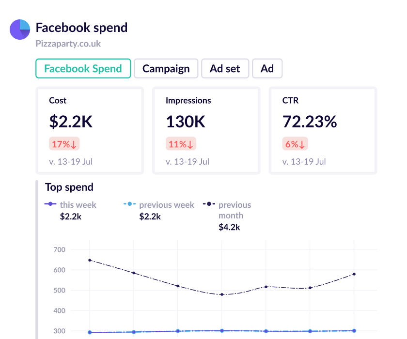 facebook spend template business report
